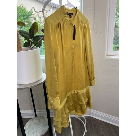 Banana Republic Long Sleeve Tiered Dress Mini Gold Sz 4 Drop Waist NWT $128 6930 - Picture 2 of 16